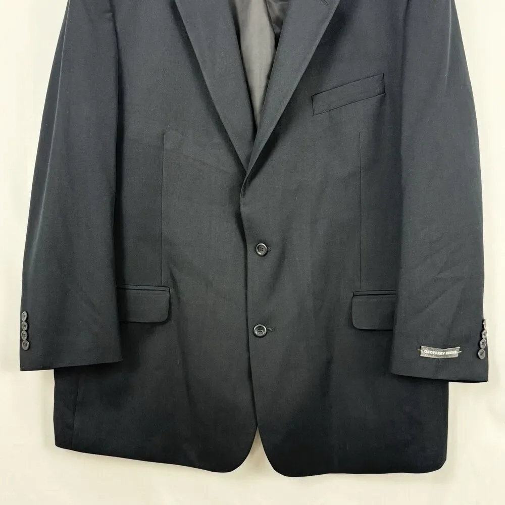 Vtg Geoffrey Beene 2 Piece Suit Mens 52R Pleated 48x30 Black 2 button Front
